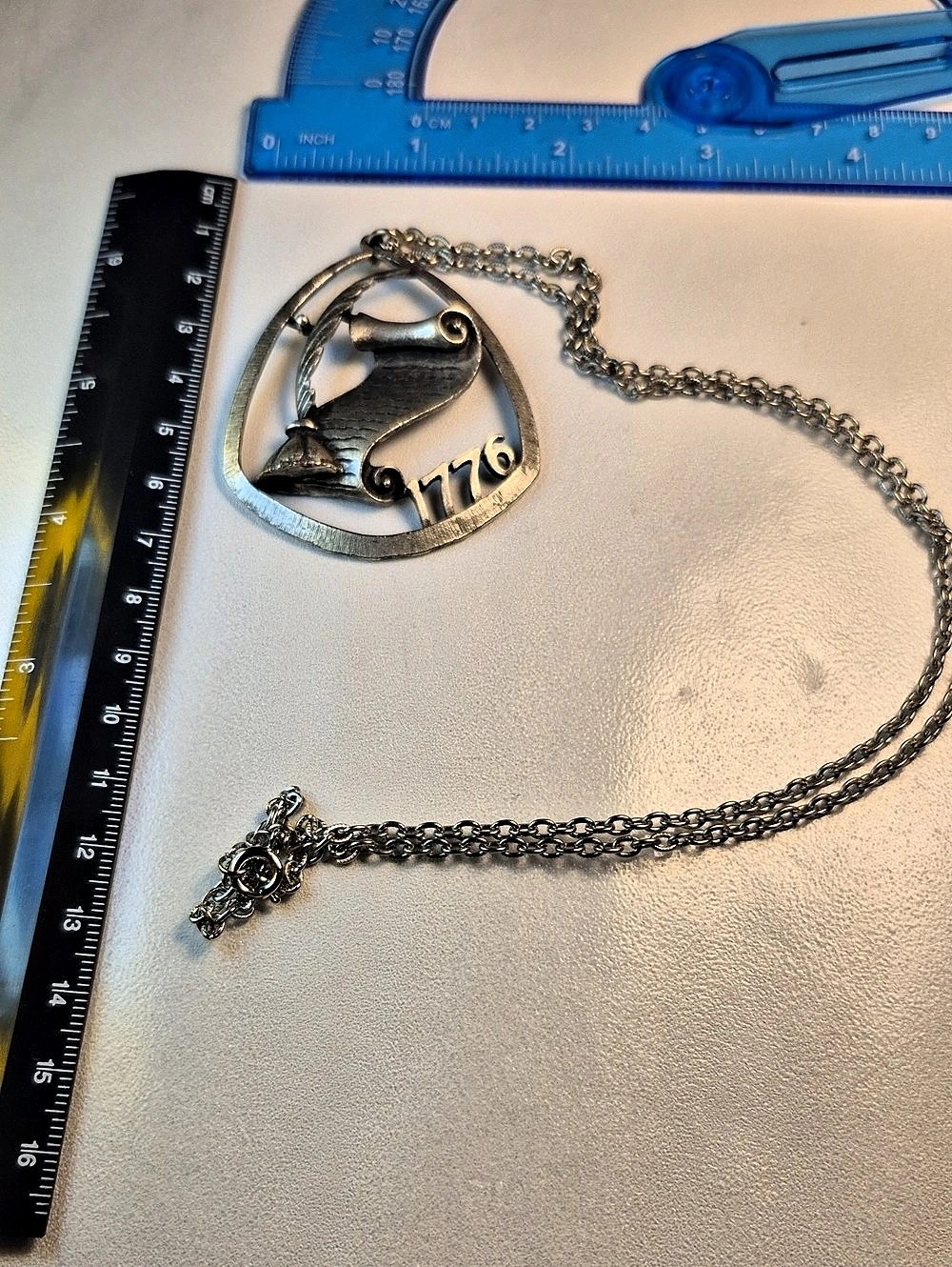 Silver 1776 Pendant Necklace Silver-Tone Hourglass Pendant Necklace